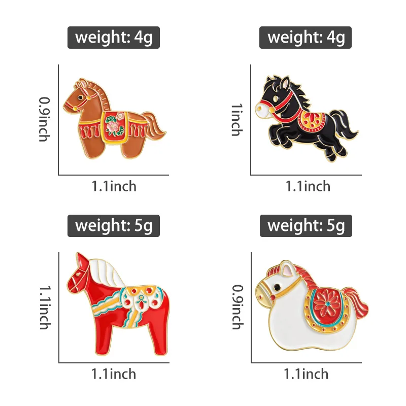 Colorful Mascot Horse for 2026 Lunar New Year Enamel Pin Floral Saddle Galloping Horse Design Brooch Lapel Badge Gift for Friend
