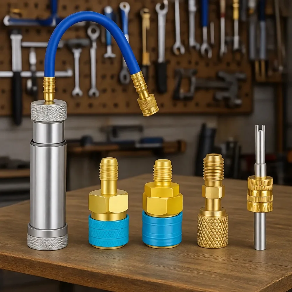 

Universal AC Oil and Dye Injector Kit for R1234YF R134A R410A Refrigerant Systems with 1/4 SAE Connector