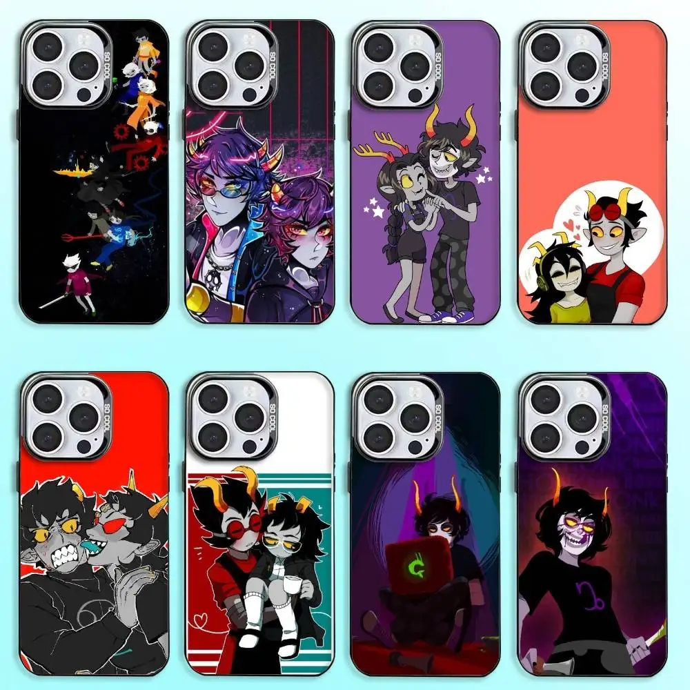 

H-Homestuck T-Trolls Phone Case For iPhone17,16,15,14,13,12,11 Plus,Pro Max Colored Silver Plated Inside Cover