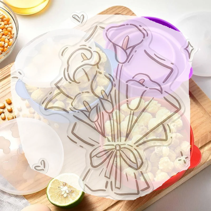 Collapsible Silicone Microwave Popper Popcorn Maker With Lid Microwave Popcorn Bowl Fruit Bowl Multifunction DIY Bowl 1PC