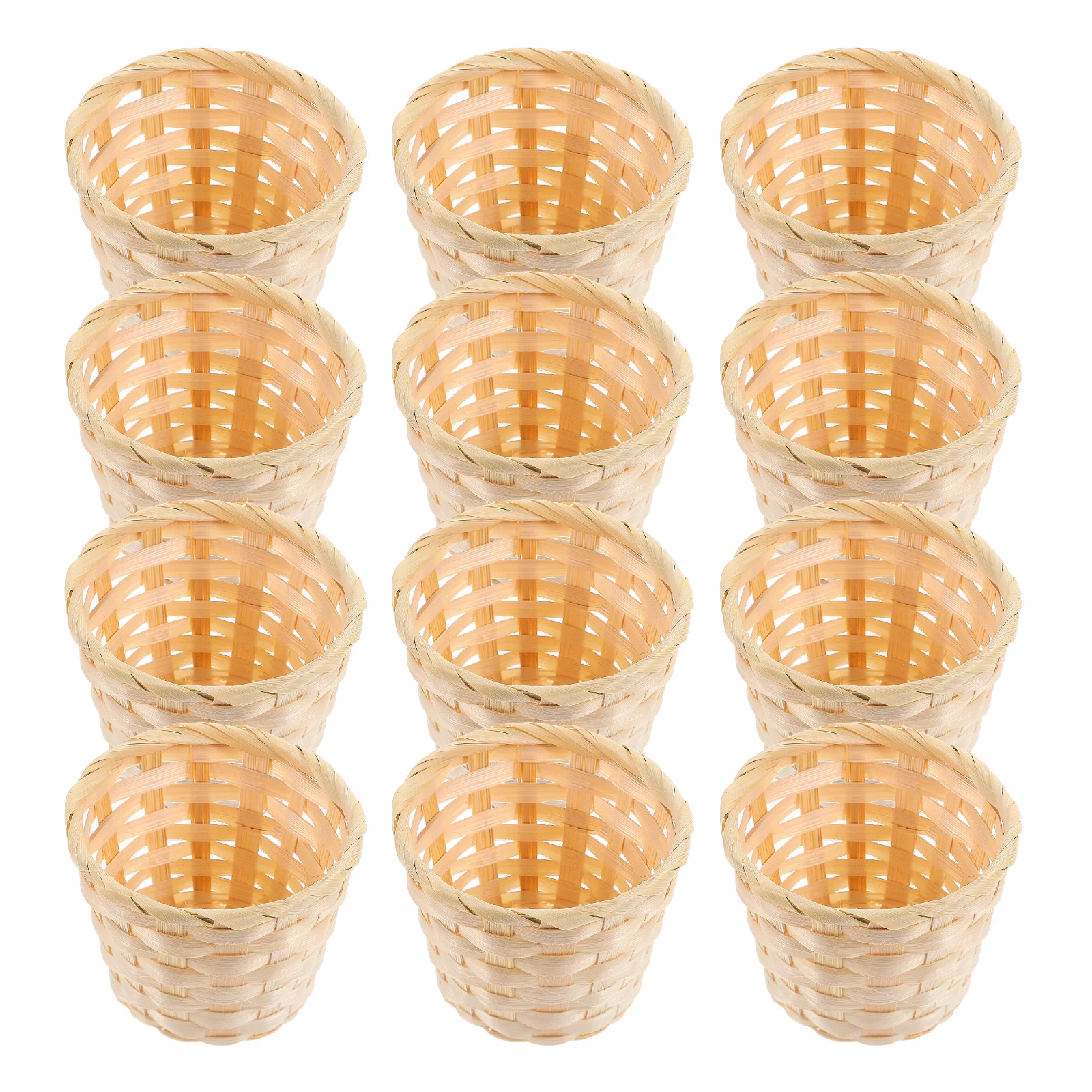 

12 Pcs Mini Bamboo Wood Woven Baskets Handmade Storage Home Organization Dried Flowers Snacks Durability Practical Long