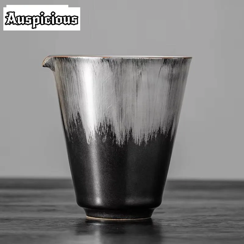 170ml Japanese Gilded Silver Ceramic  Tea Pitcher Retro Cha Hai Hand Grab Justice Cup Kung Fu Tea for Tea Decoration Accessories