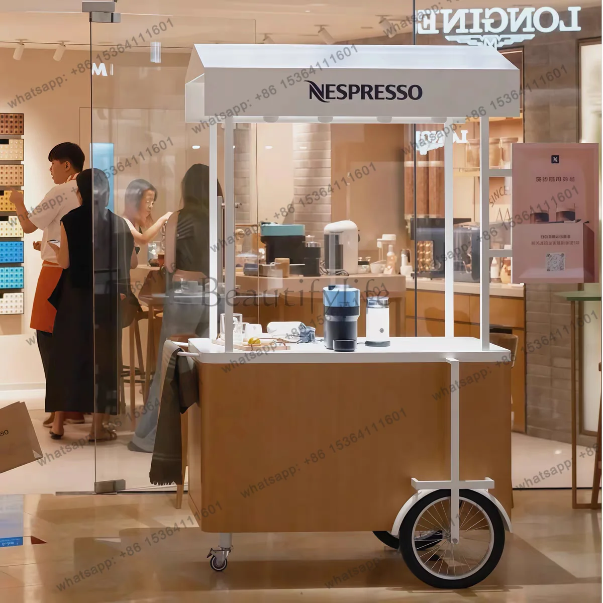Shopping mall creative drainage display small cart multi-functional movable store decoration float