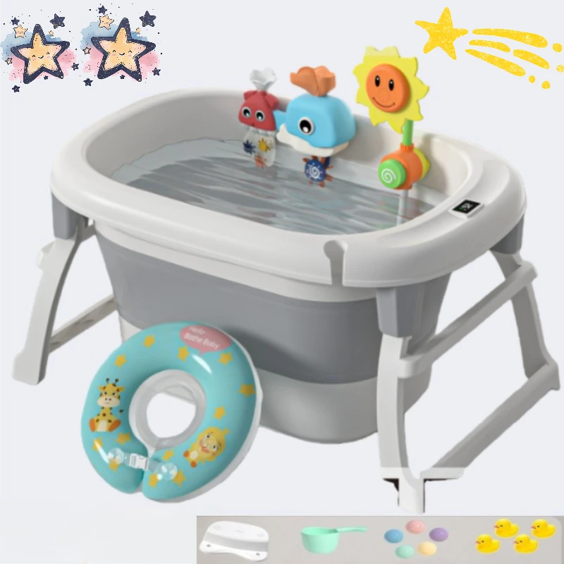 

0-15 Y Baby Bath Foldable Household Sitting and Lying Large Swimming Bucket Children's Tub