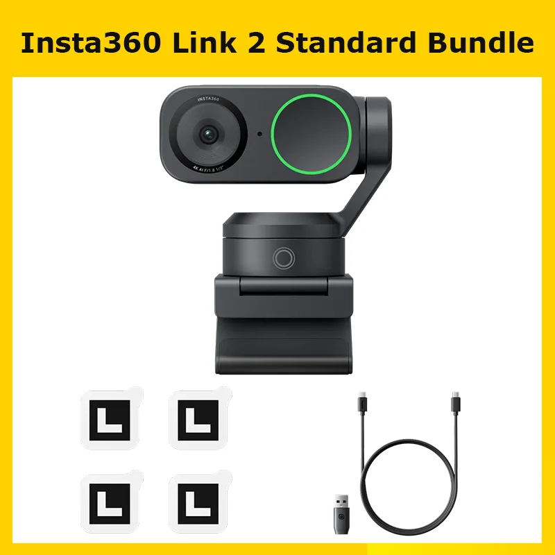 Original Insta360 Link 2 & Insta360 Link 2C, AI 4K Webcam, Pro Audio, For Streaming, Video Calls, Gaming, Works with Zoom, Teams