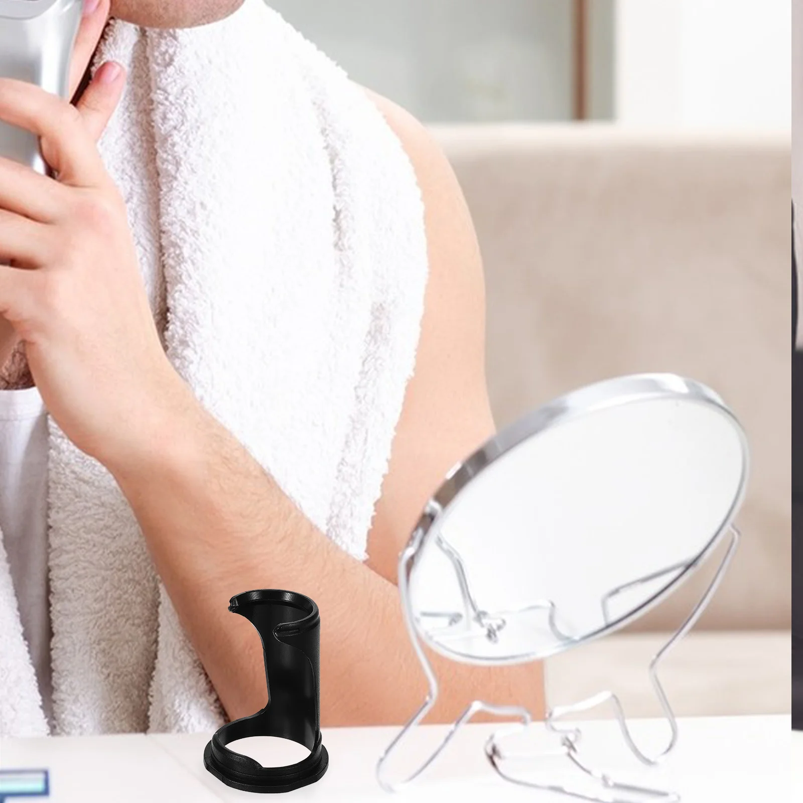 

Black Plastic Beard Brush Holder Razor Stand Shaving Tool Organizer Portable Rack Bathroom Home Salon Fits Manual Shavers