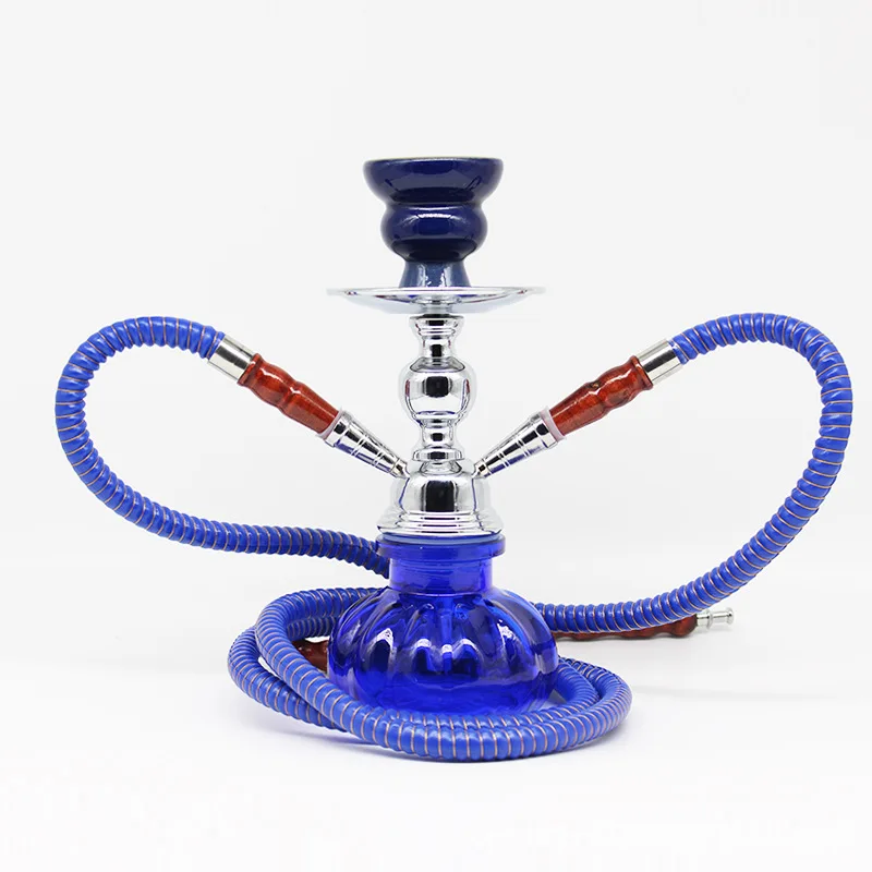 Small Glass Shisha Pipe Hookah Set With Double Hose Bowl Charcoal Tong Narguile Completo Chicha Cachimba Pipa Nargile Water Pipe