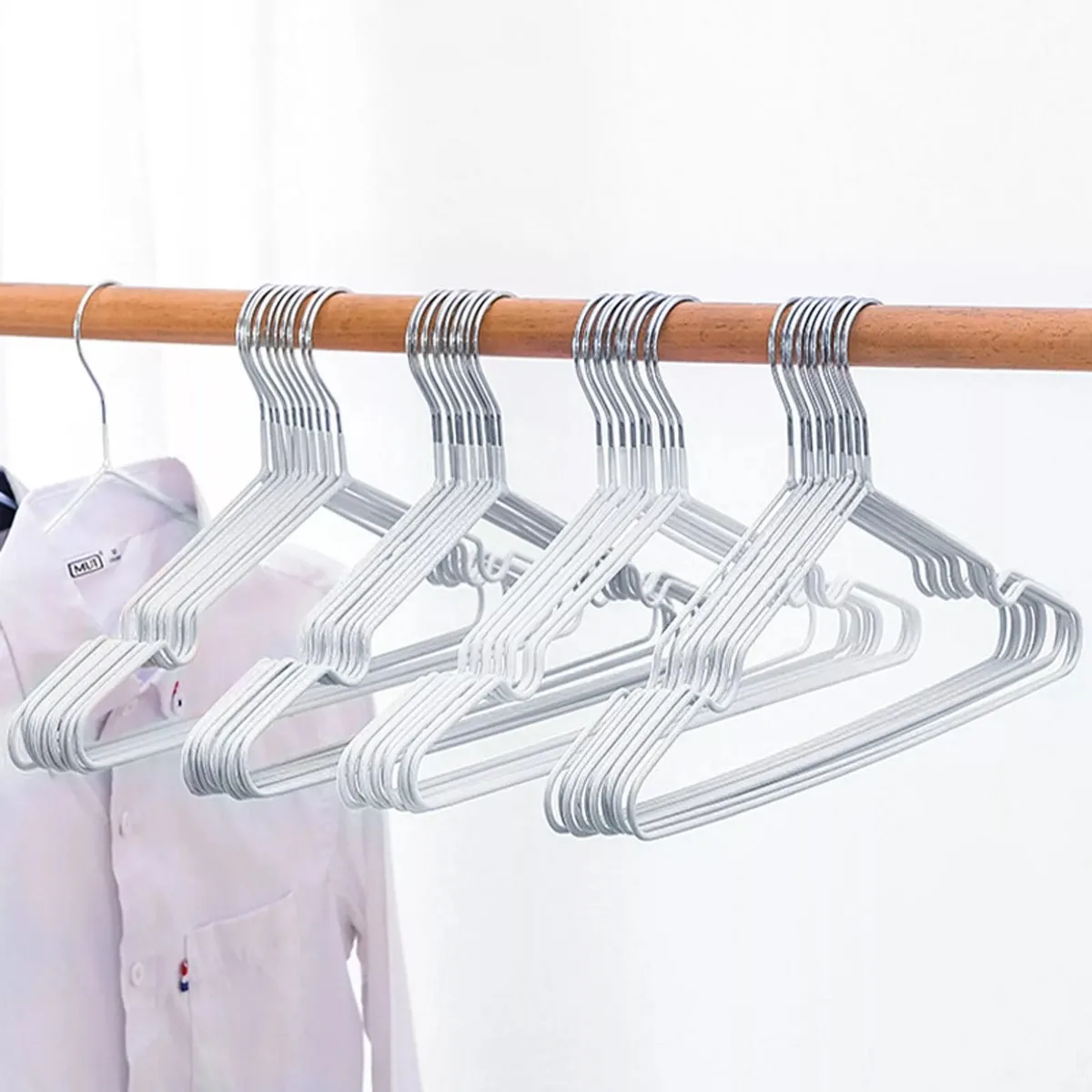 Stainless steel hanger, durable, white hanger, shirt, dress, jacket