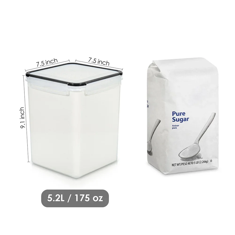 5.2L Food Storage Box Rice Noodle Storage Bucket Kitchen Sealed Storage Tank Kitchen Storage Box Plastic