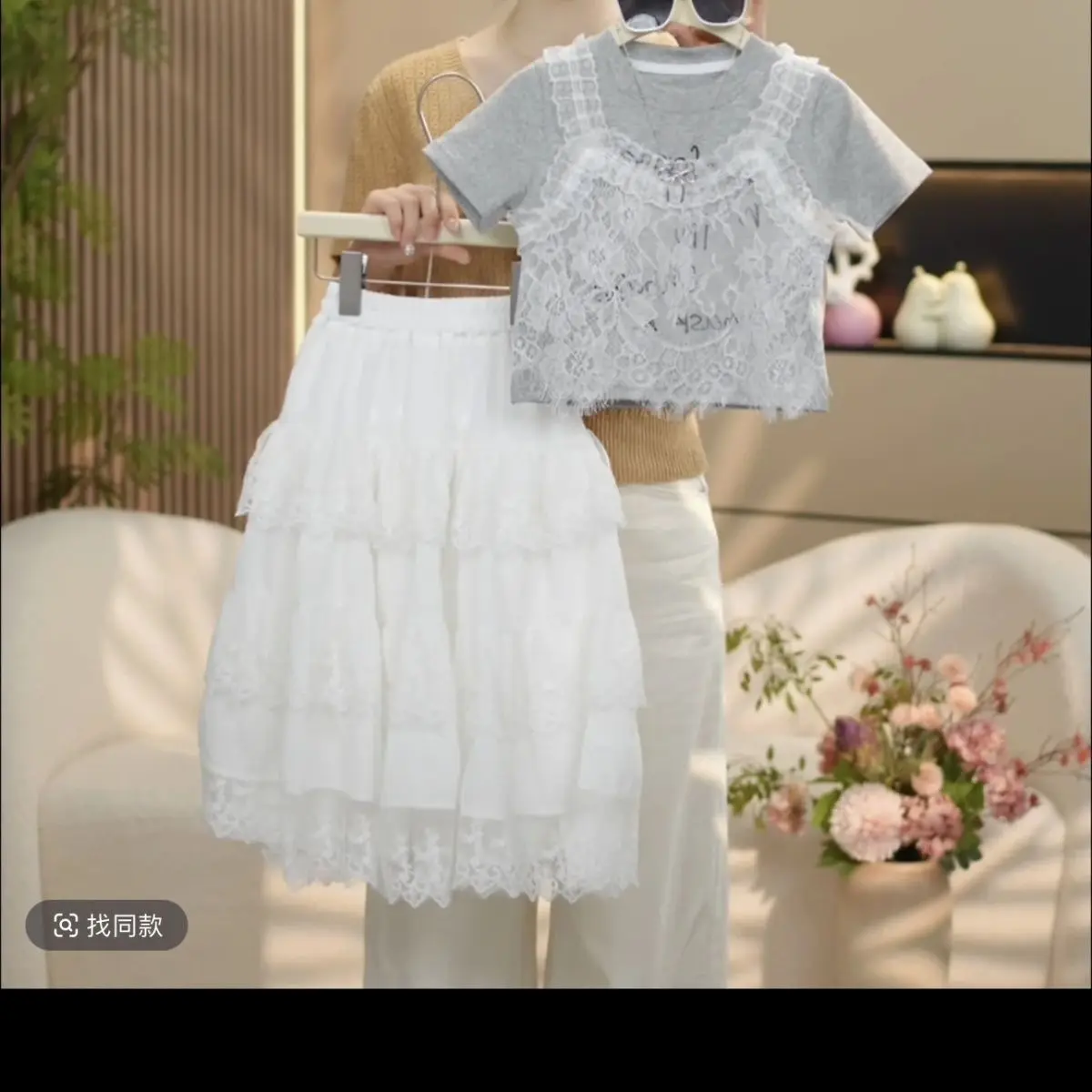 

Girls' 2025 Summer Dress Summer New Style Set Children's Stylish T-shirt Short Sleeve Skirt Lace Two Piece Set