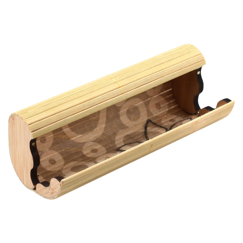 حافظة نظارات من الخيزران حاوية نظارات بيضاوية مقاومة للغبار صندوق تخزين النظارات الشمسية المحمولة للسفر للاستخدام اليومي حامل طول النظر الشيخوخي