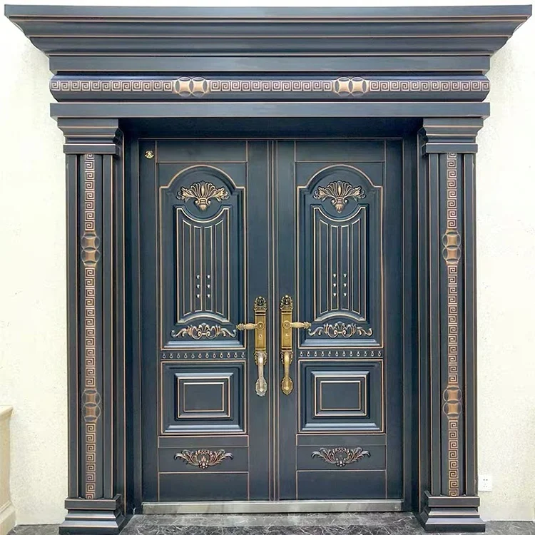 

Customized Door DepositLuxury Villa Exterior Main Entrance Doors Residential Steel Zinc Alloy Double Opening Door Designs