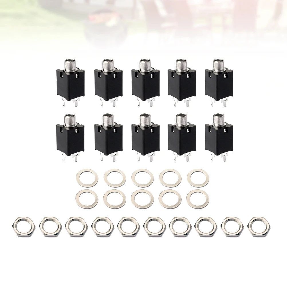 

10 PCS Jack Kit Guitar Output Socket Stereo Mono Endpin Cylinder Electric Input