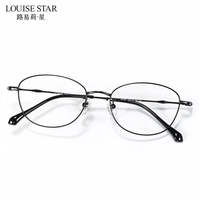 Optical eyeglass frame pure titanium cat eye small frame elliptical ultra light eyeglass frame can be matched with myopia