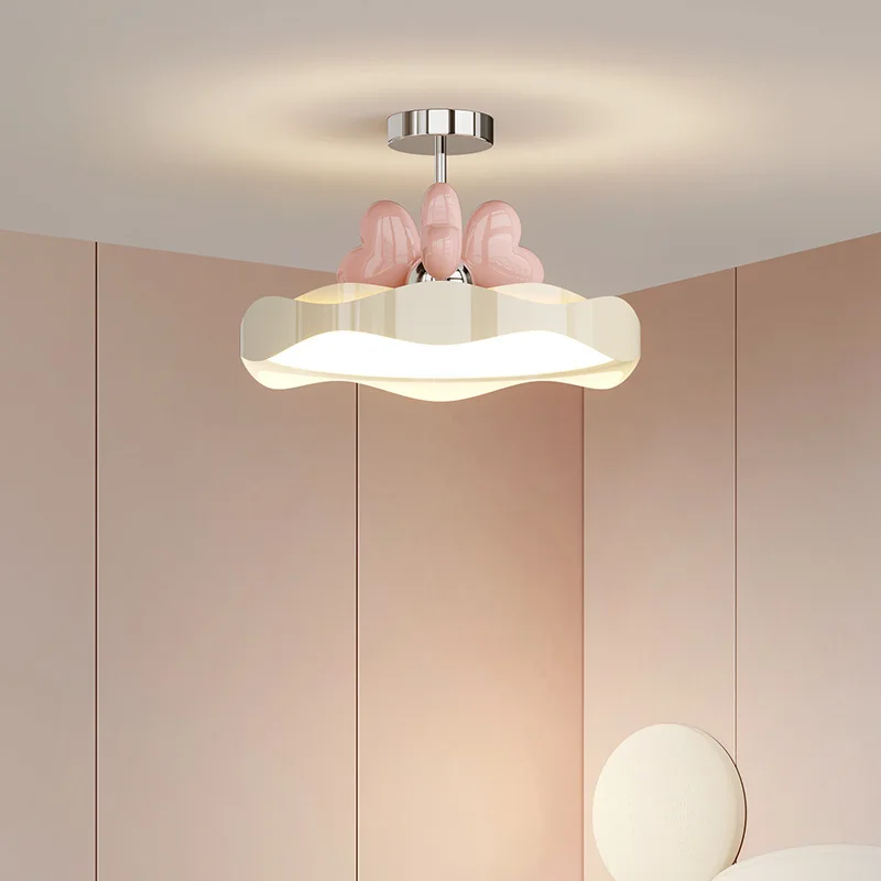 Cream style children's room chandelier girl's modern bedroom study eye protection full spectrum ceiling LED lamp