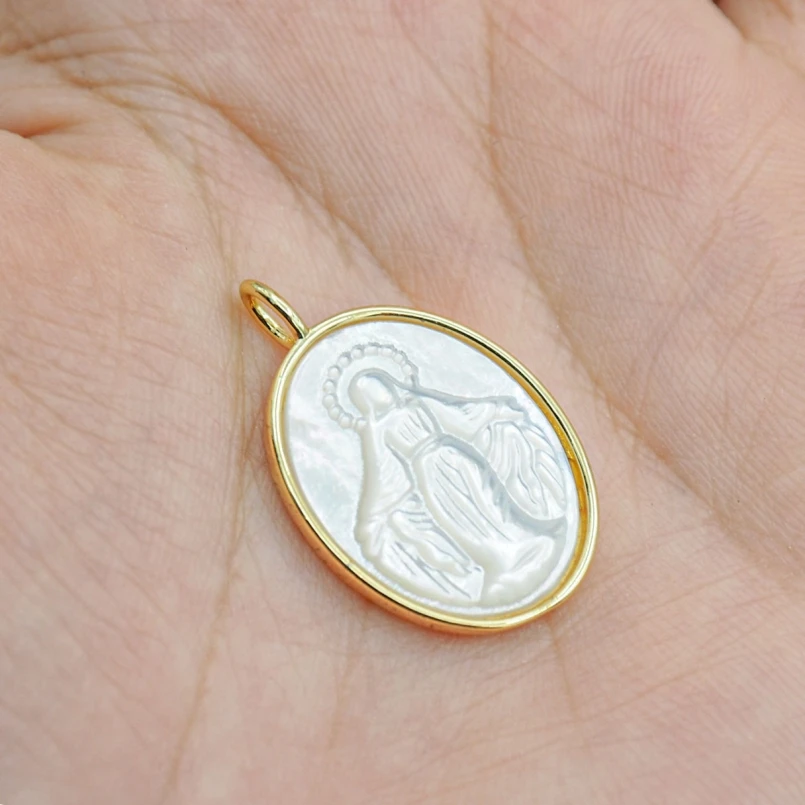 

1Pcs Oval Figure Virgin Mary Pendant Copper Religious Catholic Gold Color Approx 16.8x26.5mm Jewelry Special Gift For Women