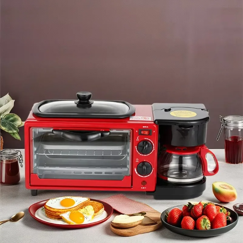 

New Design Household Multifunction Breakfast Coffee Maker Machine Pizza Toaster Ovens 3 in 1 Breakfast Maker