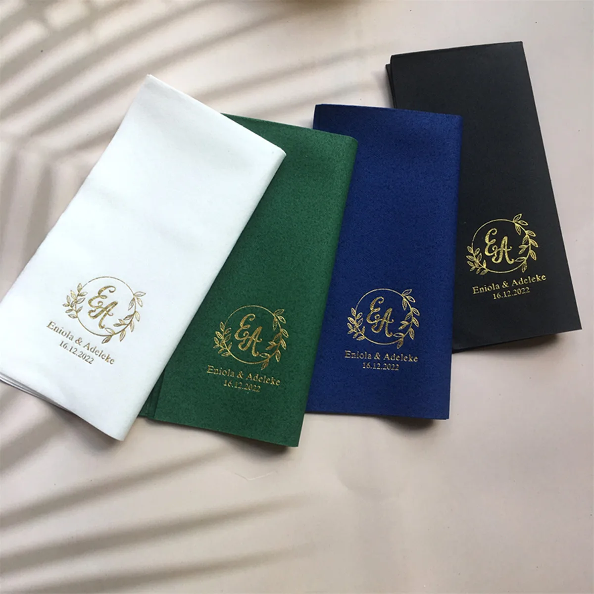 

Personalized napkins, First Communion , Wedding Engagement , Birthday party , Modern Baby shower Logo ,New Home house warming