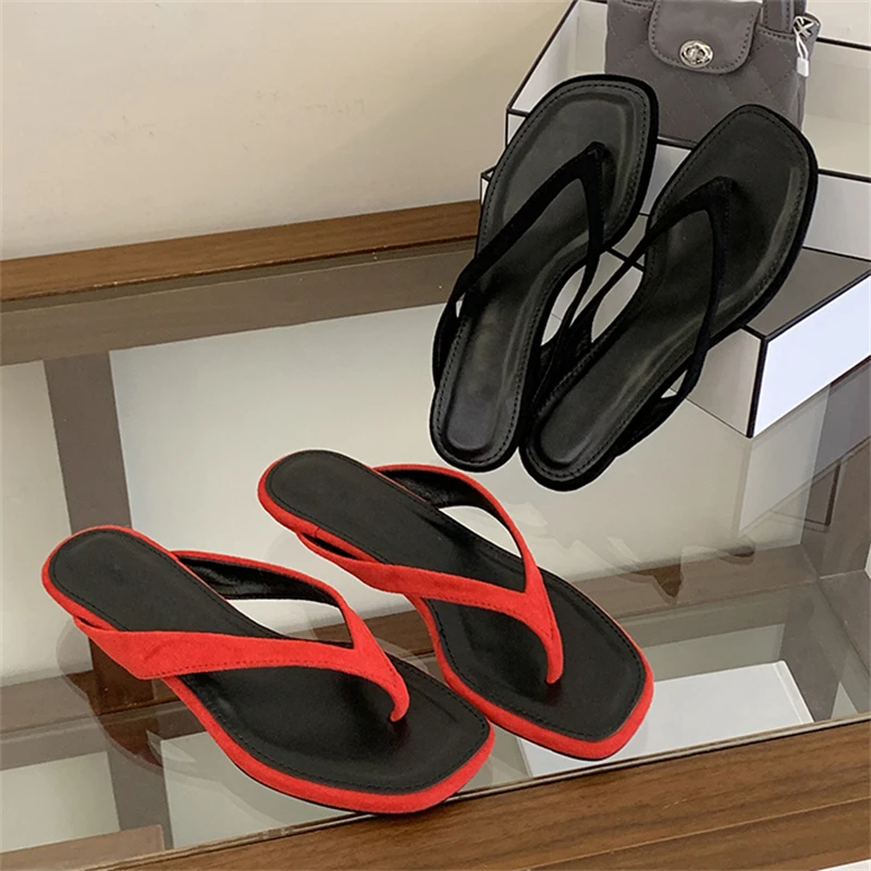 2026hot Fashion Shallow Square Clip Toe Slippers Women Low Heels Sandals 2026 Summer Party Flip Flops Female Shoes