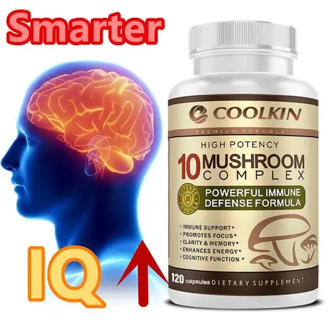 10 Mushroom Complex - Balances Mood, Immune Support, Enhances Brain Function, Memory and Cognition - 120 Capsules