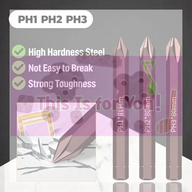 【MA】Screw Driver Bit PH1 PH2 PH3 Electric Screwdriver Bit Strong Magnetism Hex Shank Batch Head Hand Tool
