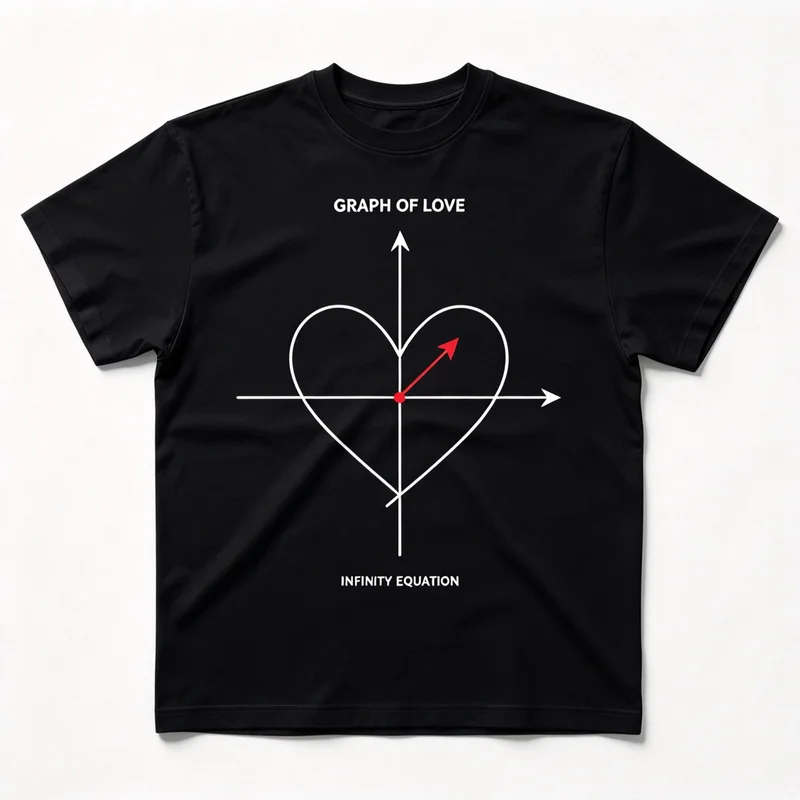 Graph of Love Infinity Equation Graphic T Shirt Math Heart Coordinate Cute Love Casual Short Sleeve Tee Unisex Harajuku Y2k Top