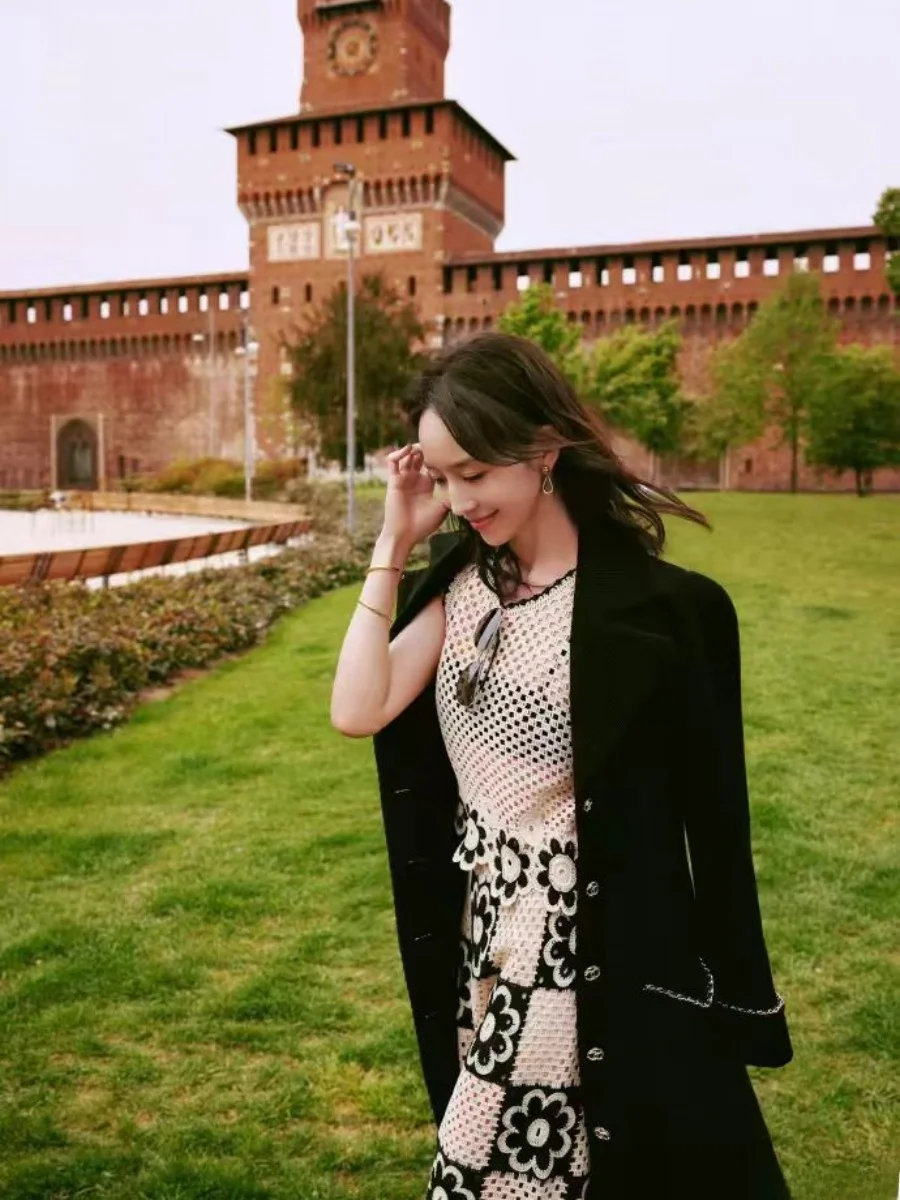 

Zhaozhao Design, вязаный топ на бретелях и широкие брюки, женский летний комплект Vaion Sle, свободный костюм из двух предметов