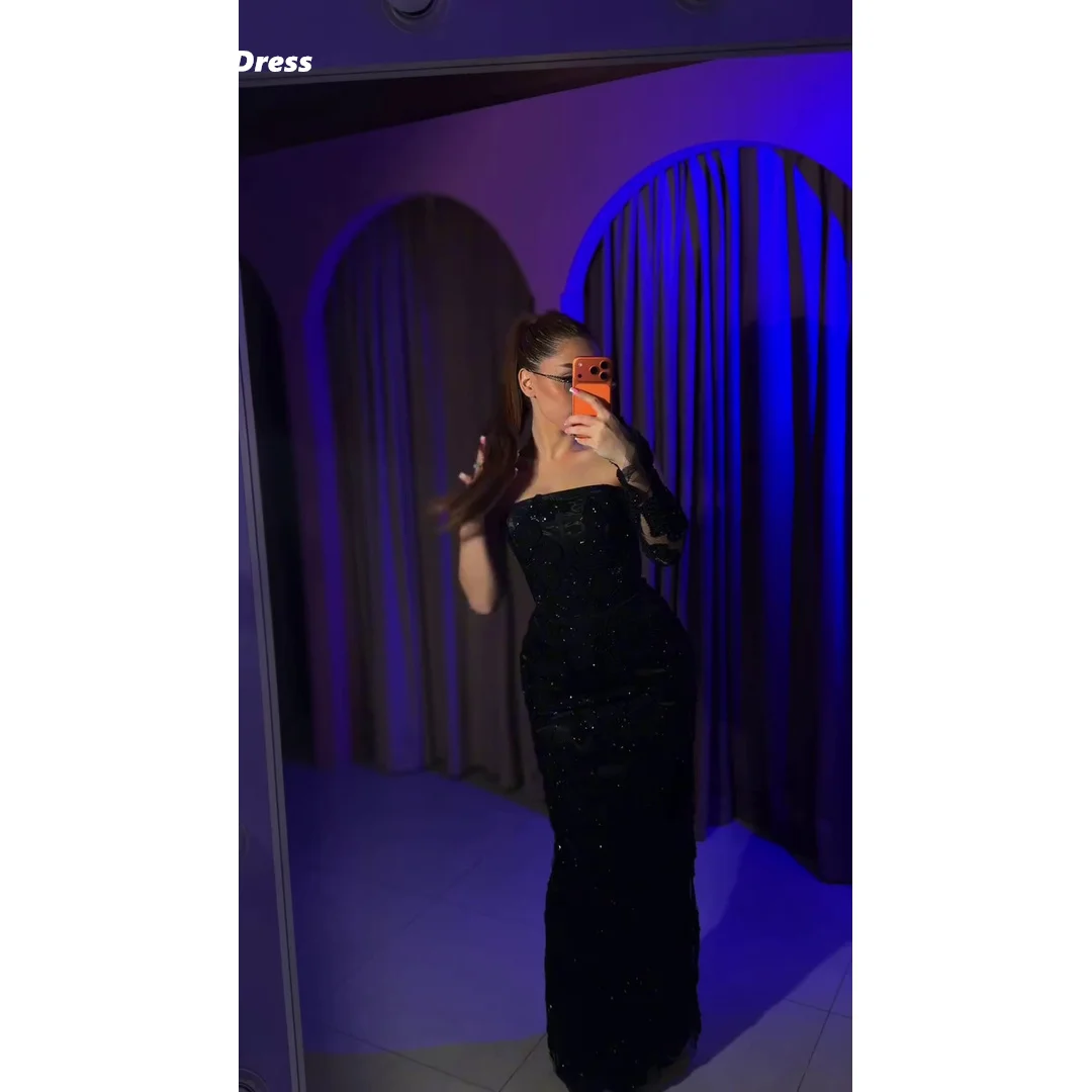 

Floral Lace Prom Luxury Dresses for Special Occasions Black Dubai Evening Dresses Luxury Women's Elegant Party Dress Customized