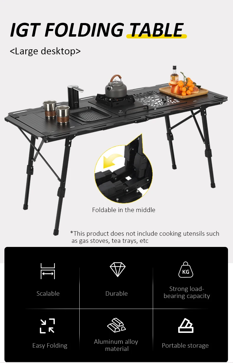 New Arrival Outdoor Grill Table 5 Unit Aluminum IGT Table Portable Ultralight Aluminum Alloy Korea Camping Bbq Table