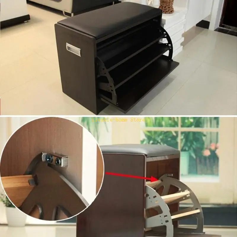 1 패밀 3 레이어 신발 캐비닛 플립 프레임 신발 랙 힌지 블랙 교체 피팅 헤비 듀티 턴 랙 액세서리 B46D