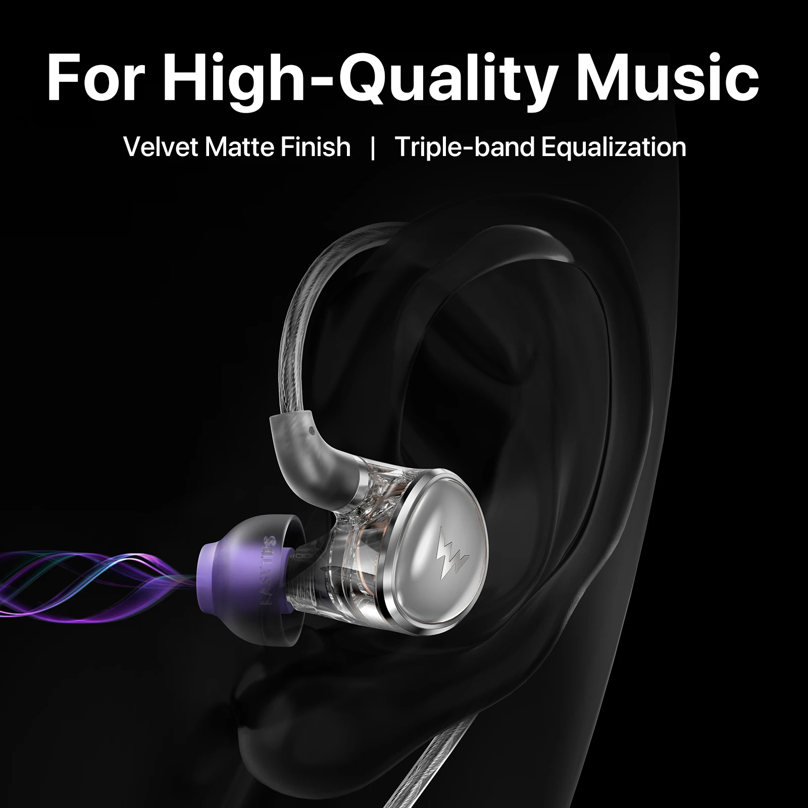 WHIZZER 3 Pairs Antibacterial Silicone Ear Tips Replacement Earbuds for In-Ear Monitors Soft Noise Isolating Set Case ET100AB