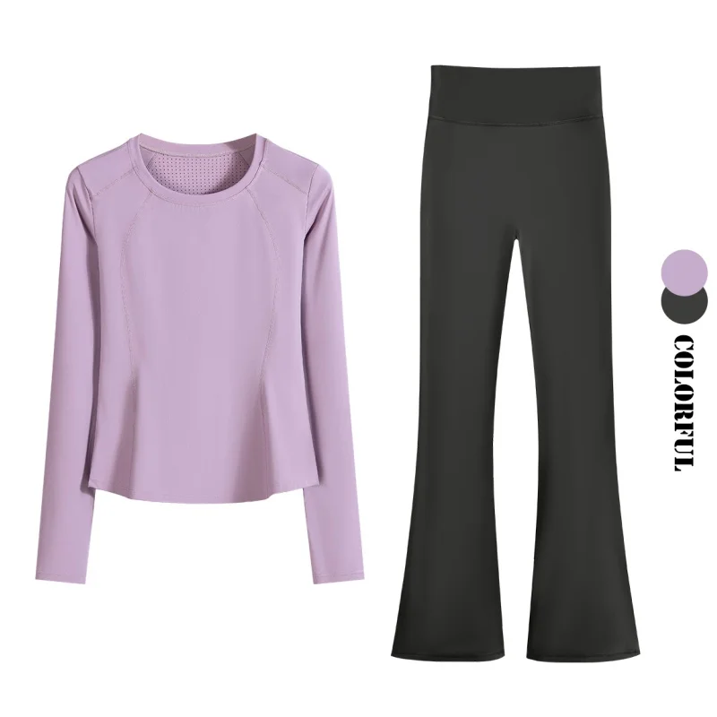 DRUR Yoga Set 2 Piece Long Sleeve Gym Tops Leggings Women Tracksuit Autumn Winter Sportswear 2pcs Breathable Fitness Outfit New