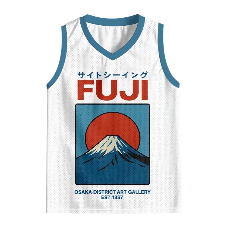 2026 Sommer Mode Limitierte Auflage Fuji-Berg Landschafts-Tourismus 3D-Gedrucktes Tanktop Y2K V-Ausschnitt Atmungsaktives Eltern-Kind-Tanktop – Detail 6
