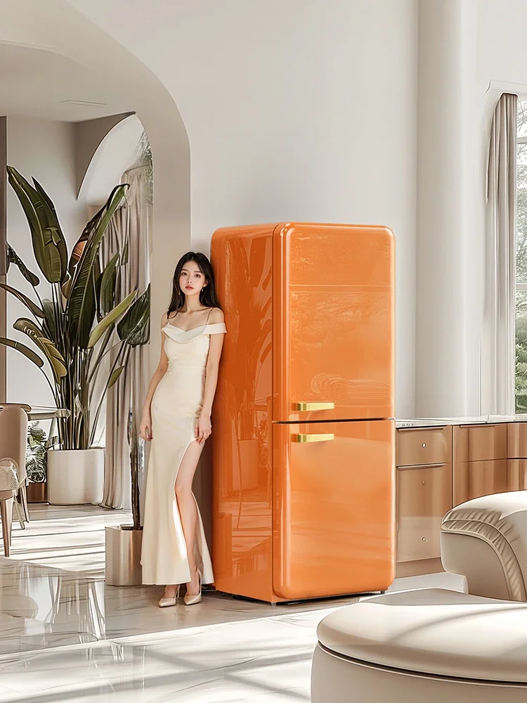 401L living room Max double door retro refrigerator, home embedded large capacity color