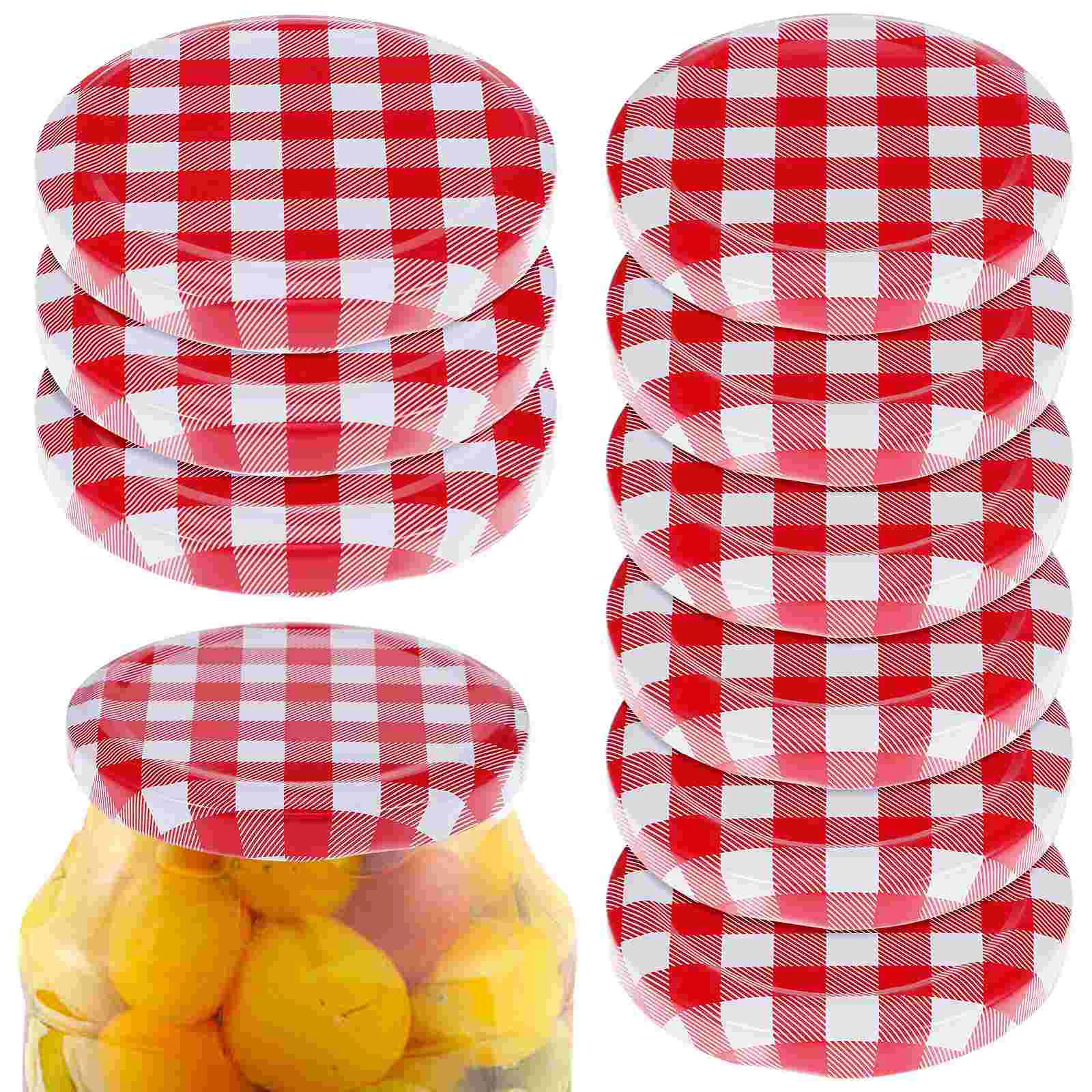 

12 Pcs Red Lid Jars Sealing Covers Mason Drinking Bottled Canning Lids Aluminum Wide Mouth