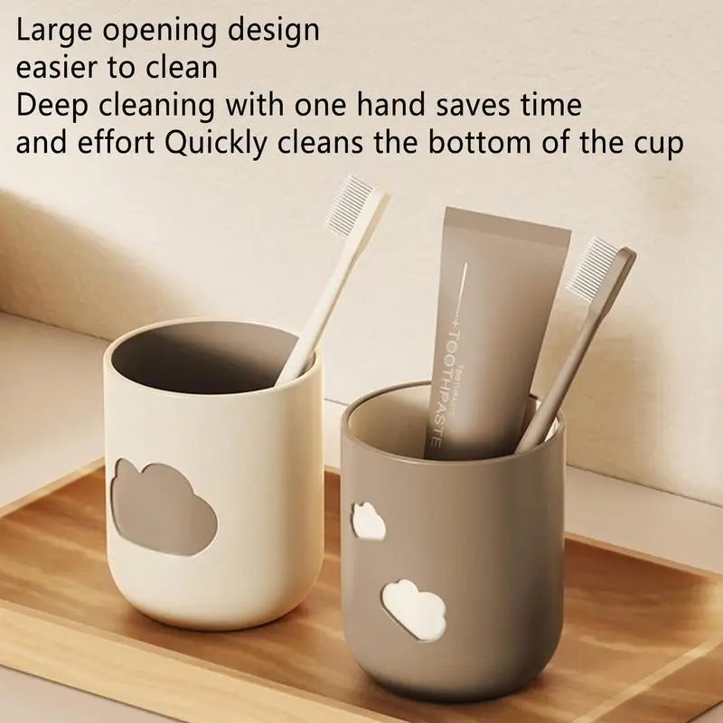 2pcs Bathroom Tumblers Plastic Mouthwash Cup Coffee Tea Water Mug Home Travel Cloud Pattern Toothbrush Holder Drinkware Cup