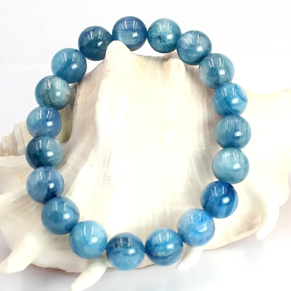 7 8 9 10 12 14 16mm Blue Natural Gems Stone Adjustable Real Kyanite Fashion Jewelry Bracelet 7.5inch