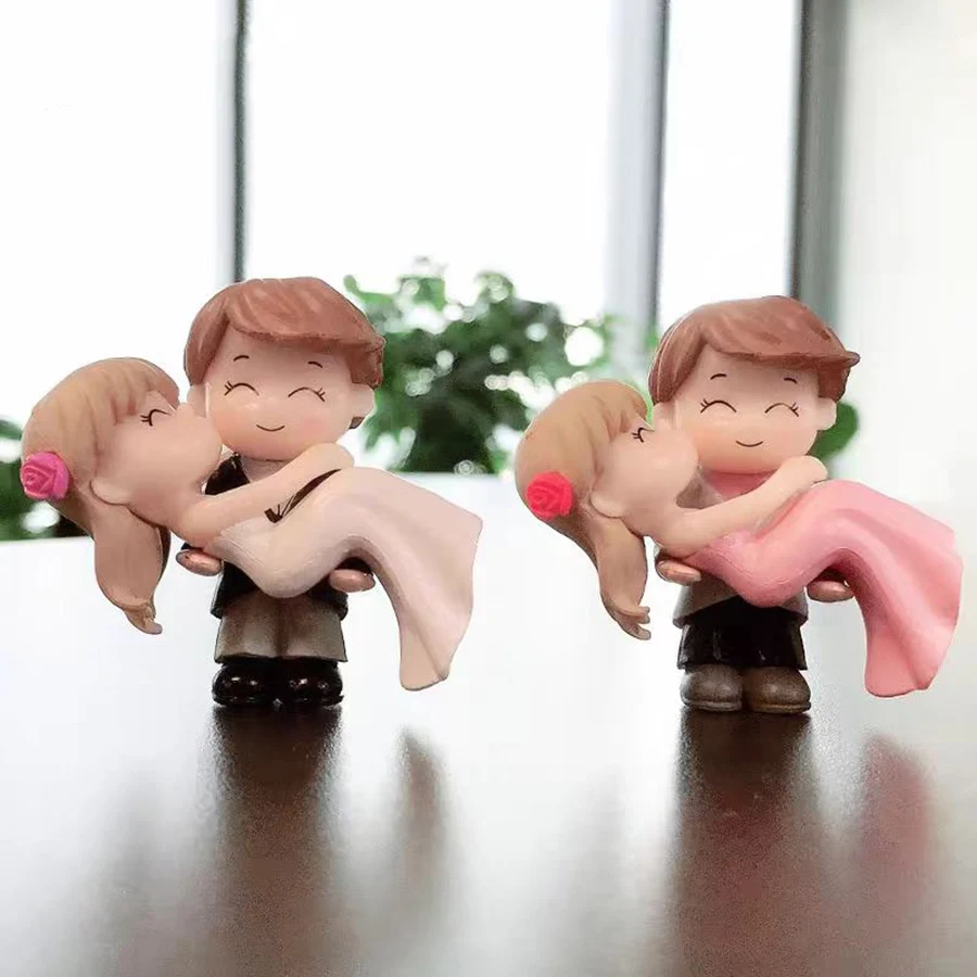 Cartoon Bräutigam hält Braut Kuchen Dekoration Ornament Valentinstag Paar Hochzeitstag Backen Dekoration – Detail 5