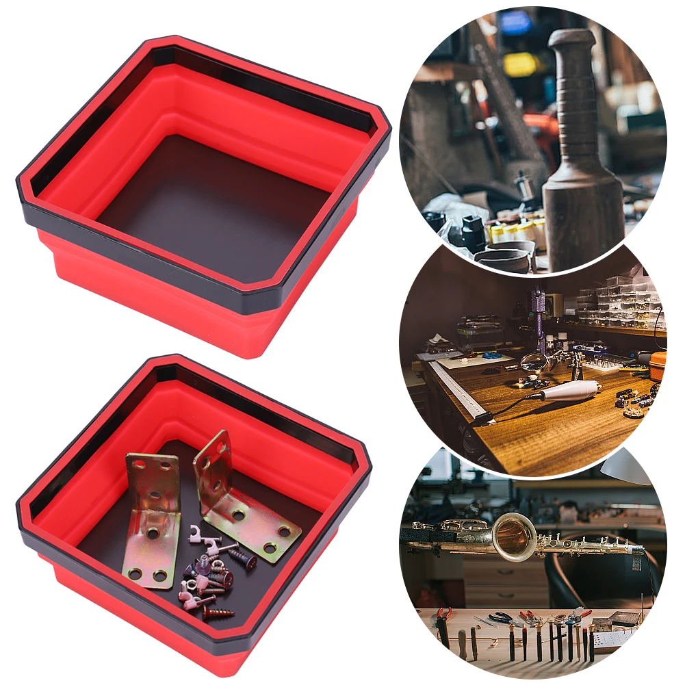 4.53 In Tools Parts Storage Box Multicolor Collapsible Magnetic Parts Tray Magnetic Tray Box for Screw Bolts Nut Washers Pins