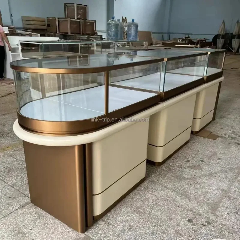 custom.Luxury Window Display Counter Custom Metal Glass Jewelry Cabinet Jewelry Display Cabinet