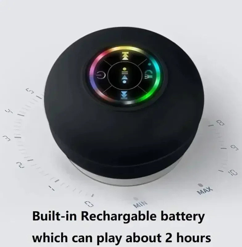 Alto-falante à prova d'água multi-cena IPX6 - display de luz LED brilhante + chamadas mãos-livres, recarregável por USB e ultraportátil