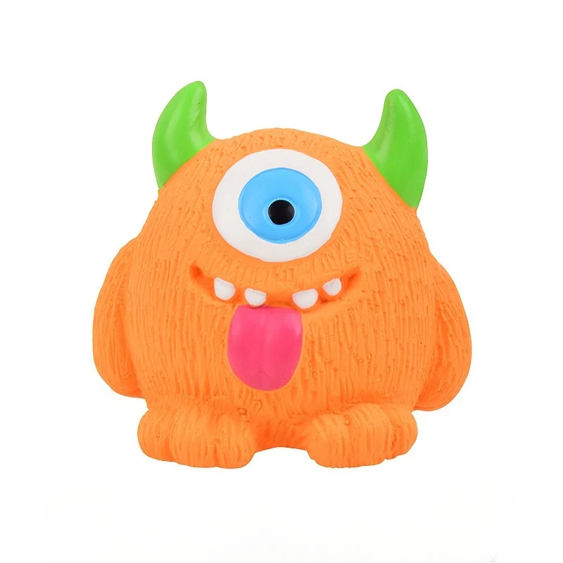 Hundekau-Spielzeug Quietschender Ball für Haustiere Zahnpflege Cartoon-Monster Gummi-Latex Interaktives Trainings-Spielzeug für Welpen und Hunde – Detail 4