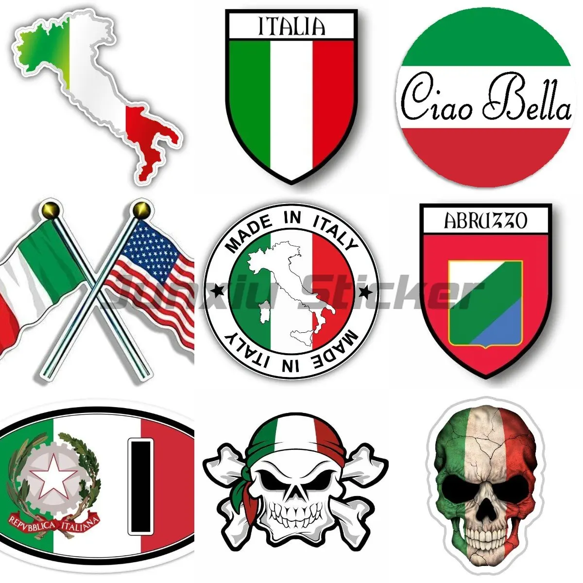 High-Quality Italy Flag Emblem Stickers Durable Vinyl Stickers Laptop Stickers Scooter Bicycle Motorcycle Helmet Sticker Decor