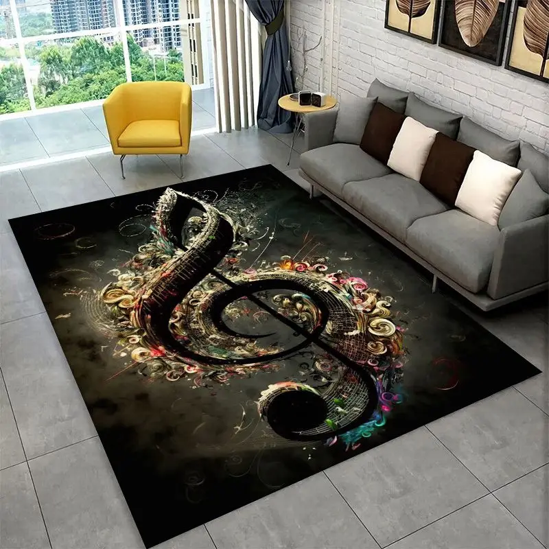 Fashion Musical Note Instrument Staff Art Large Area Rug Non-slip Durable Carpet for Bedroom Living Room Sofa Doormat Home Decor