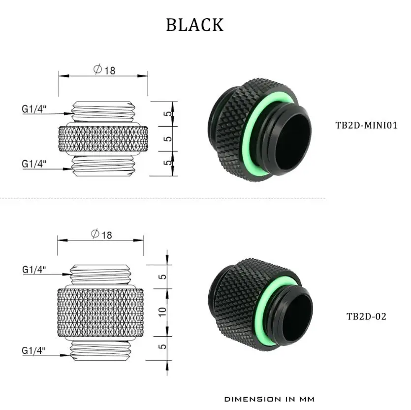 Barrow Mini Dual Extender Butted Fitting Male-Male G1/4