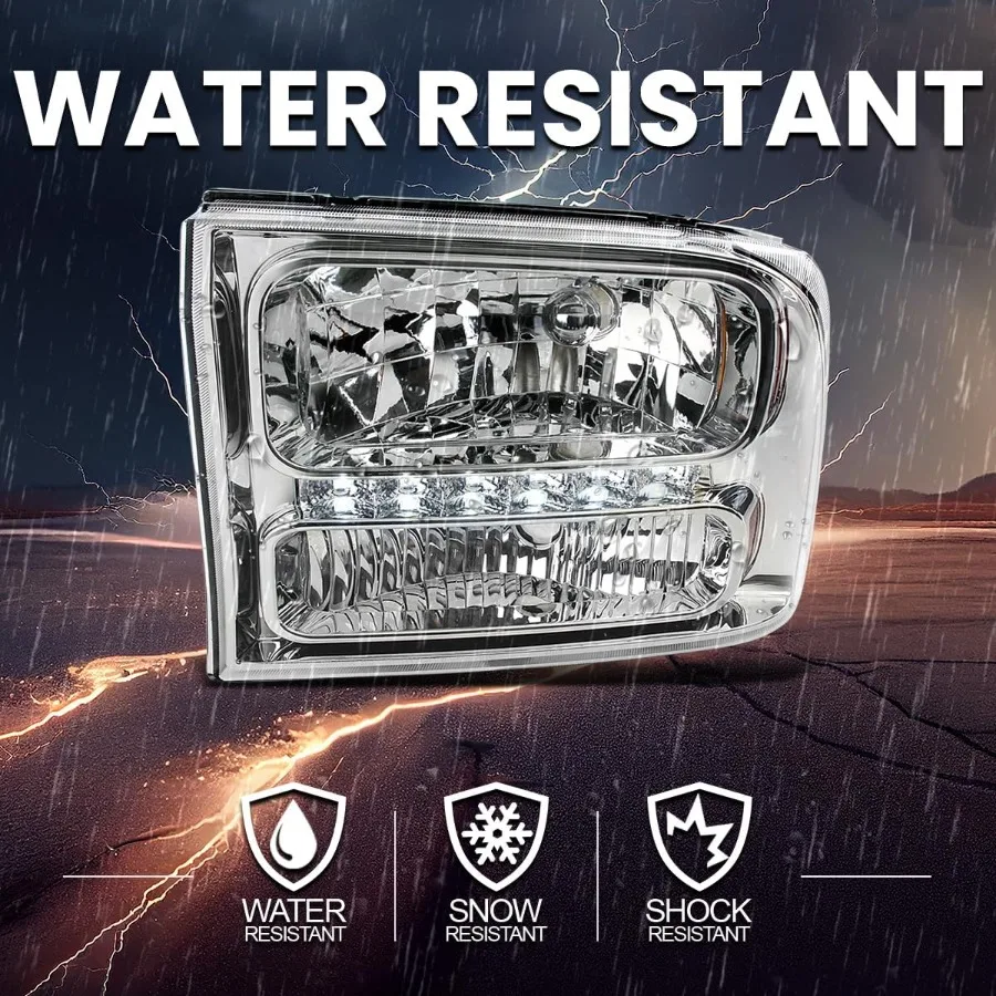 1 قطعة كروم واضح Led المصابيح الأمامية متوافقة مع 1999-2004 فورد F250 F350 F450 سوبر ديوتي 2000-2004 فورد رحلة L + R زوج رئيس