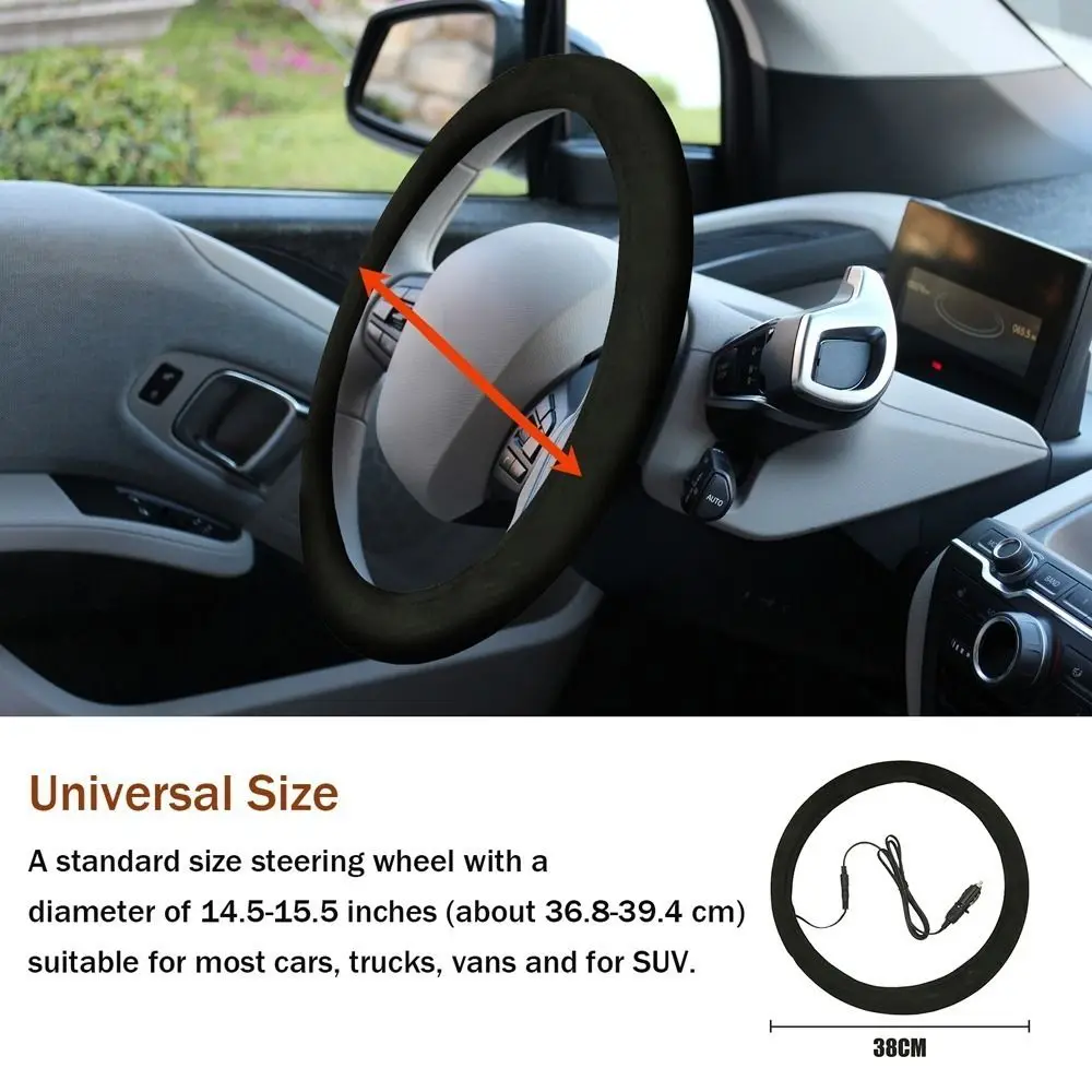 Fast Heat Car Steering Wheel Cover Suede Non-slip Steering Wheel Sleeve Warm Alternative Heated Design Wrap Covers Winter