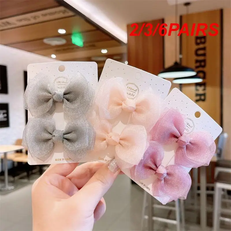 2/3/6PAIRS Pearl Mesh Hair Clip Fashionable And Versatile Bow Knot Hair Clip Not Damaging Fabric Various Styles Bow Hairpin