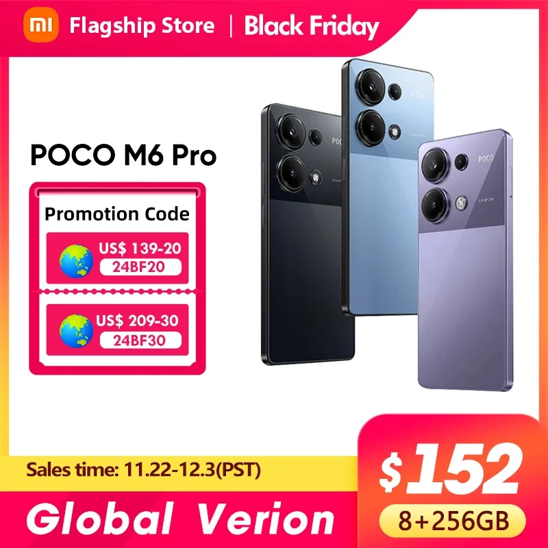 New POCO M6 Pro Smartphone Global Version Helio G99 Ultra 120Hz Flow AMOLED 64MP Triple Camera with OIS 67W turbo charging NFC