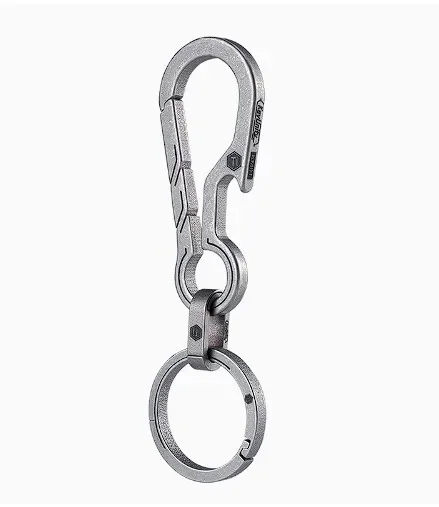 KeyUnity KM18 Titanium EDC Keychain Clip with Bottle Opener, Quick Release Carabiner Key Ring Holder for Men
